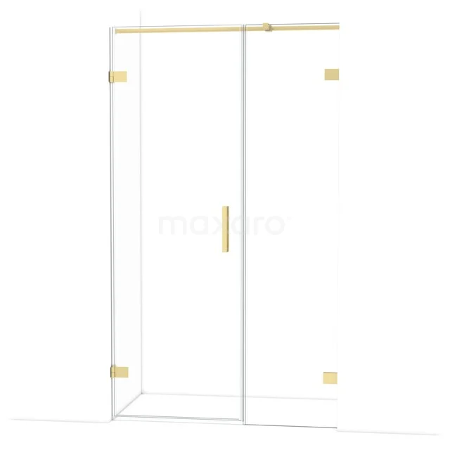 Diamond Douchedeur | 115 cm Lichtgoud Helder glas Draaideur DDC210705320LG Zwart mat badkamermeubel met hoekig design, minimalistisch en modern, ideaal als compacte wastafeloplossing.