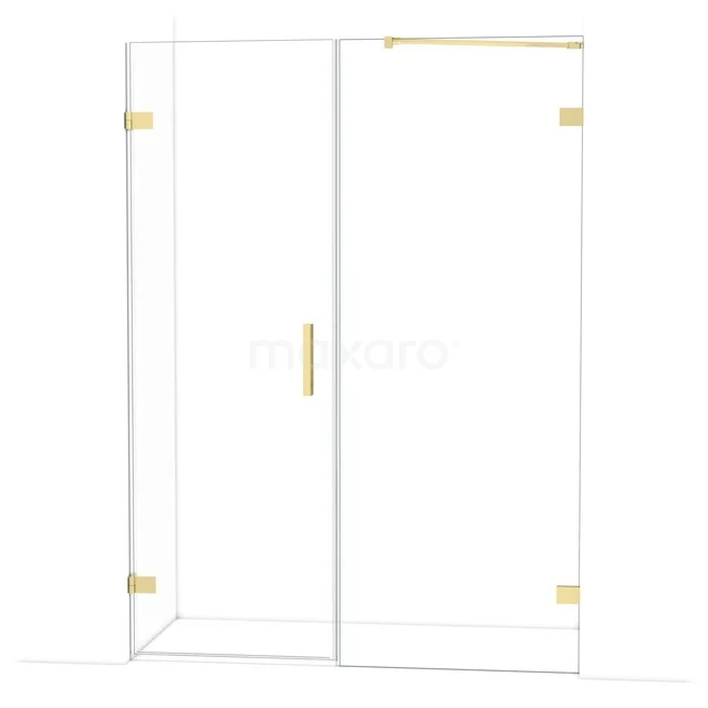 Diamond Douchedeur | 145 cm Lichtgoud Helder glas Draaideur DDC210708220LG Glazen douchewand met goudkleurig beslag, modern design, ideaal voor een stijlvolle badkamer.
