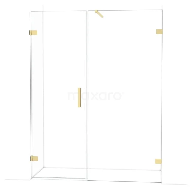Diamond Douchedeur | 155 cm Lichtgoud Helder glas Draaideur DDC210709120LG Douchewand van helder glas met goudkleurige scharnieren en handgreep, modern design, ideaal voor een luxe badkamer.