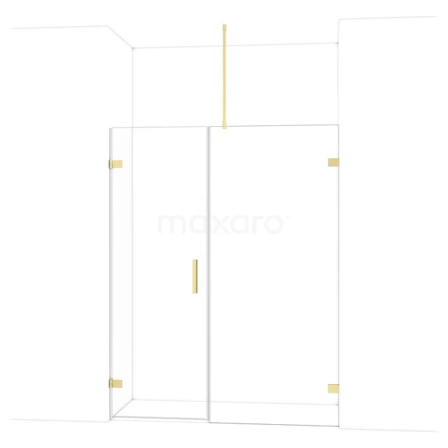 Diamond Douchedeur | 155 cm Lichtgoud Helder glas Draaideur DDC210709720LG Moderne glazen douchedeur met goudkleurige accenten, frameloos ontwerp, ideaal voor een stijlvolle badkamerrenovatie.