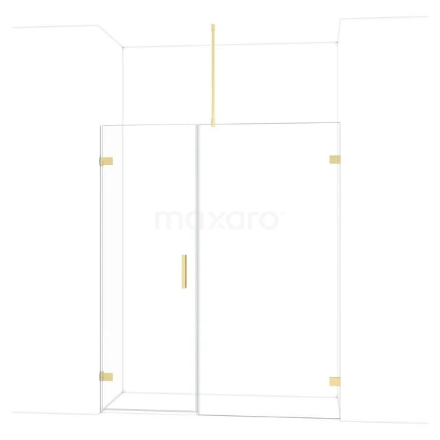 Diamond Shower door | 165 cm Light gold Clear glass Pivot door DDC210710720LG Shower screen modern glass with gold details, suitable for a stylish bathroom. Minimalist design, luxurious look.