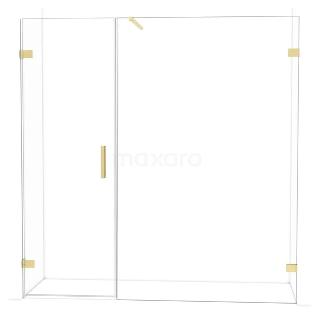 Diamond Duschtür | 195 cm Helles Gold Klarglas Drehtür DDC210713120LG Glas Duschwand mit Gold Akzenten, modernes Design, ideal für luxuriöse Badezimmerinterieurs.
