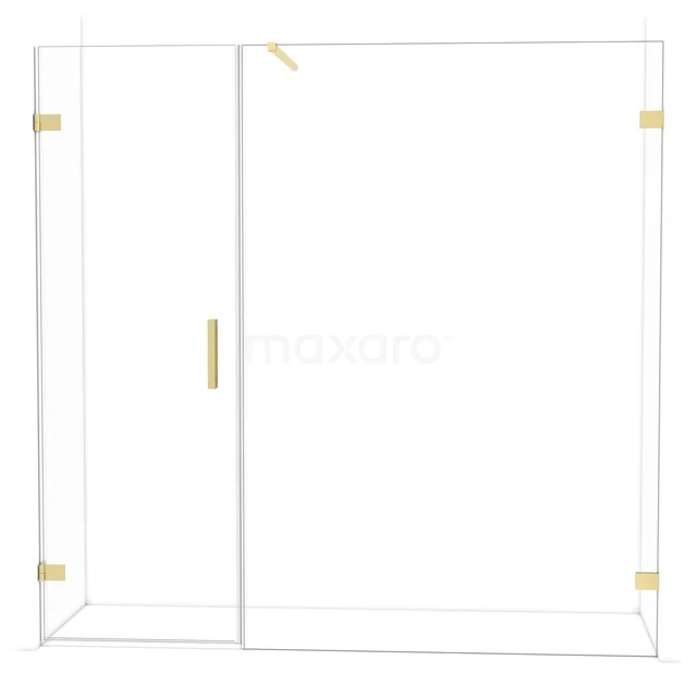 Diamond Duschtür | 205 cm Helles Gold Klarglas Drehtür DDC210714120LG Glas Duschwand mit goldfarbenen Details, minimalistisches Design, ideal als stilvolle Badezimmertrennung.