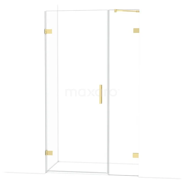 Diamond Douchedeur | 115 cm Lichtgoud Helder glas Draaideur DDC210804220LG Glazen douchecabine met goudkleurige scharnieren en handgreep, moderne uitstraling, ideaal voor een stijlvolle badkamer.
