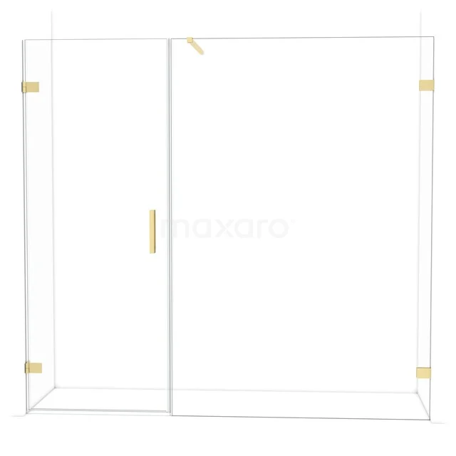 Diamond Douchedeur | 215 cm Lichtgoud Helder glas Draaideur DDC210814120LG Gouden douchewand met helder glas en schuifdeur, luxe design voor moderne badkamers, geschikt voor ruime doucheopstellingen.