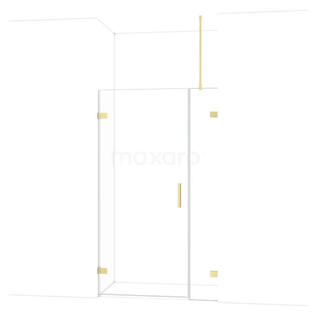 Diamond Douchedeur | 115 cm Lichtgoud Helder glas Draaideur DDC210903720LG Glazen douchedeur met goudkleurige scharnieren, modern design, ideaal voor stijlvolle badkamerinrichting.