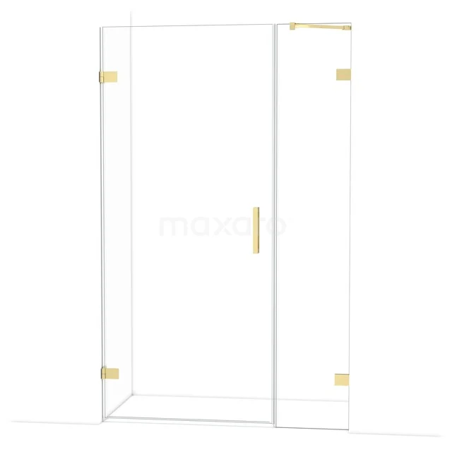Diamond Douchedeur | 125 cm Lichtgoud Helder glas Draaideur DDC210904220LG Glazen douchedeur met gouden scharnieren, strak design, ideaal als luxe toevoeging aan een moderne badkamer.