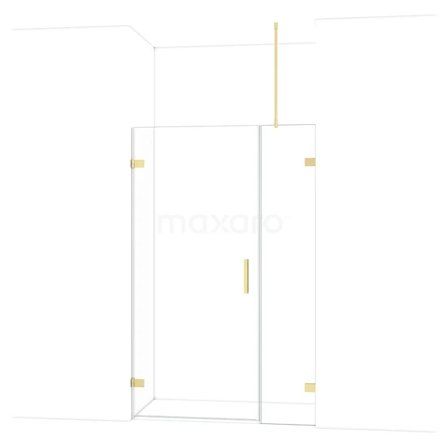 Diamond Douchedeur | 125 cm Lichtgoud Helder glas Draaideur DDC210904720LG Glazen douchedeur met gouden scharnieren, strakke vormgeving, ideaal voor moderne badkamers.