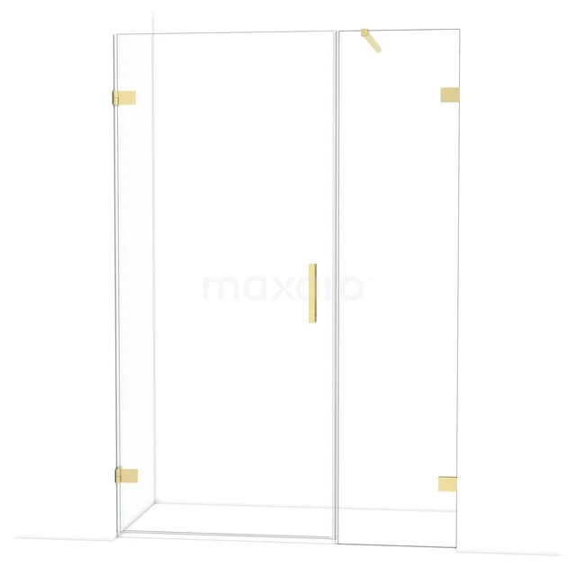 Diamond Douchedeur | 135 cm Lichtgoud Helder glas Draaideur DDC210905120LG Glazen douchewand met deur, goudkleurige accenten, strak design, ideaal voor een moderne badkamer.