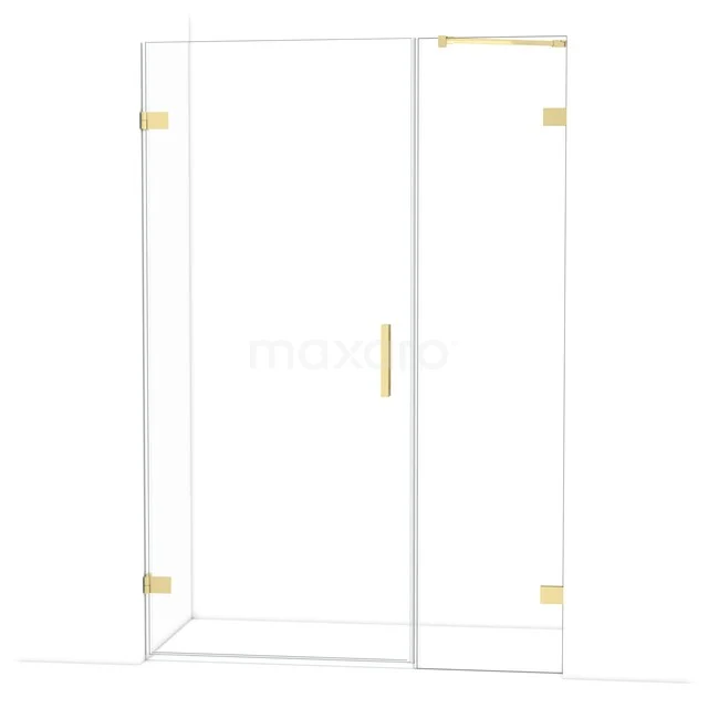 Diamond Douchedeur | 135 cm Lichtgoud Helder glas Draaideur DDC210905220LG Glazen douchedeur met gouden scharnieren en handvat, modern design voor een stijlvolle badkamer.