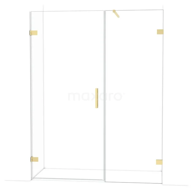 Diamond Duschtür | 155 cm Helles Gold Klarglas Drehtür DDC210907120LG Glas Duschwand mit goldfarbenen Details, schlankes Design, ideal für ein modernes Badezimmer.