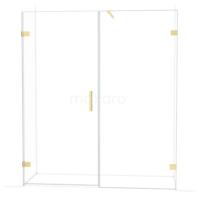 Diamond Douchedeur | 175 cm Lichtgoud Helder glas Draaideur DDC210909120LG Glazen douchedeur met gouden accenten, rechthoekig design, luxe badkameraccessoire, ideaal voor moderne badkamers.