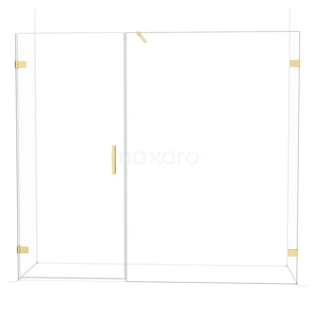 Diamond Duschtür | 225 cm Helles Gold Klarglas Drehtür DDC210914120LG Glas Duschwand mit Gold Akzenten, Klarglas, minimalistisches Design, perfekt für einen modernen Badezimmer Stil.