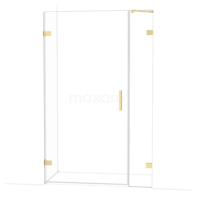 Diamond Douchedeur | 125 cm Lichtgoud Helder glas Draaideur DDC211003220LG Glazen douchedeur met gouden scharnieren en handgreep, elegant design voor een luxe badkamerinrichting.