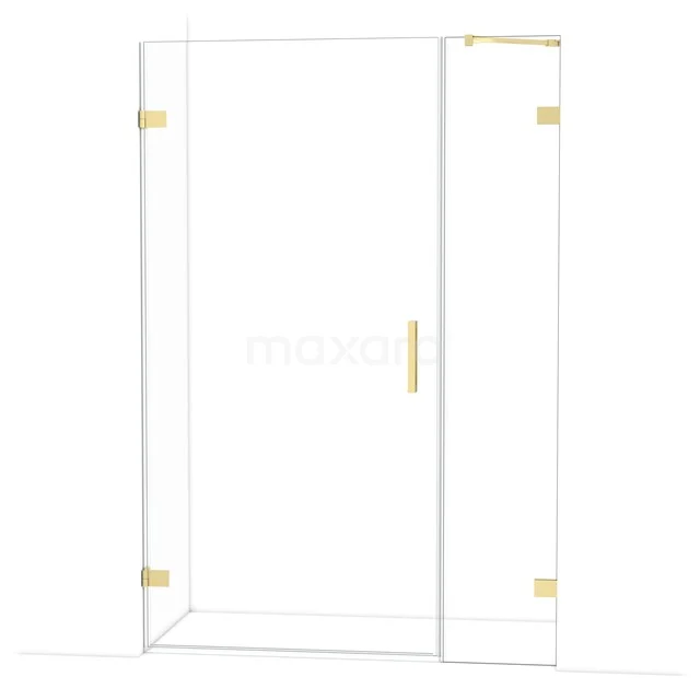 Diamond Douchedeur | 135 cm Lichtgoud Helder glas Draaideur DDC211004220LG Douchedeur van helder glas met gouden accenten, modern ontwerp, ideaal als stijlvolle badkamerupgrade.