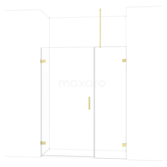 Diamond Douchedeur | 155 cm Lichtgoud Helder glas Draaideur DDC211006720LG Glazen douchedeur met goudkleurige scharnieren, strak design en ideaal voor een moderne badkamer inrichting.