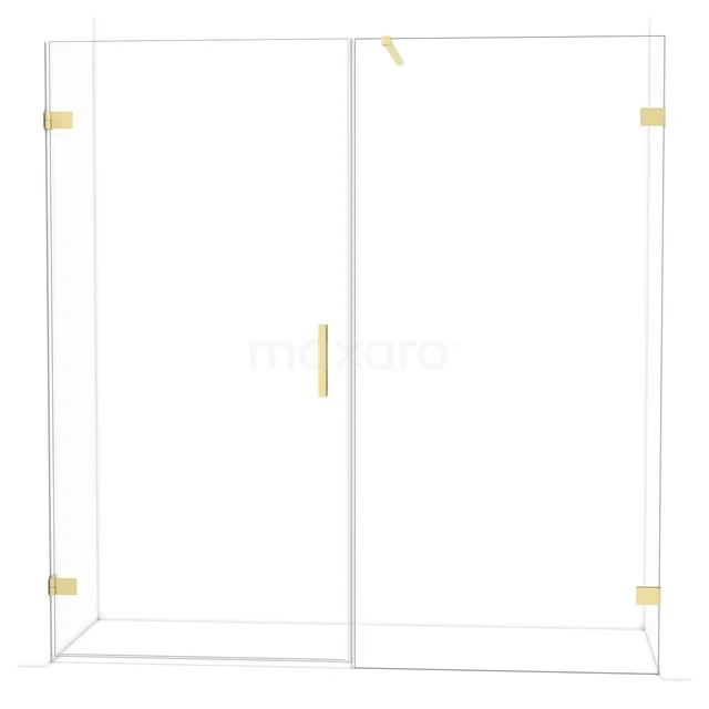 Diamond Duschtür | 195 cm Helles Gold Klarglas Drehtür DDC211010120LG Glasene Duschtür mit goldenen Scharnieren und Haltegriff, modernes, elegantes Design, ideal für luxuriöse Badezimmergestaltung.