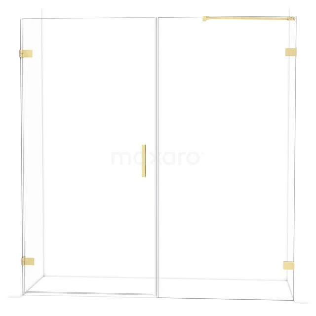 Diamant-Duschtüren DDC211010220LG Glas Duschwand mit goldfarbenen Akzenten, Schiebetür und schlankem Design, perfekt für ein modernes Badezimmer.