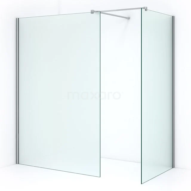Sleek glass shower screen in clear glass with aluminium profiles, ideal for modern bathroom design.