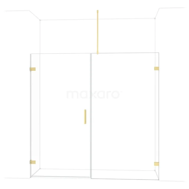 Diamond Shower door | 205 cm Light gold Clear glass Pivot door DDC211011720LG Glass shower screen with gold accents, minimalist design, perfect for a stylish bathroom look.