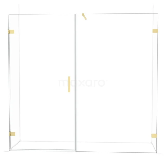 Diamond Shower door | 215 cm Light gold Clear glass Pivot door DDC211012120LG Modern shower door with frosted gold accents, glossy glass and sliding mechanism; elegant design for any bathroom.