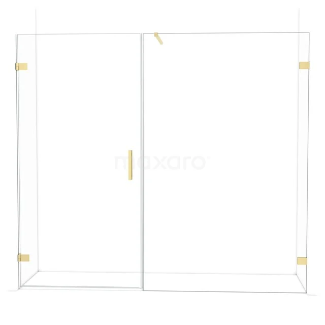 Diamant-Duschtüren DDC211013120LG Glas Duschwand mit goldfarbener Beschläge, modernes Design, ideal für luxuriöse Badezimmergestaltung, klares transparentes Glas.