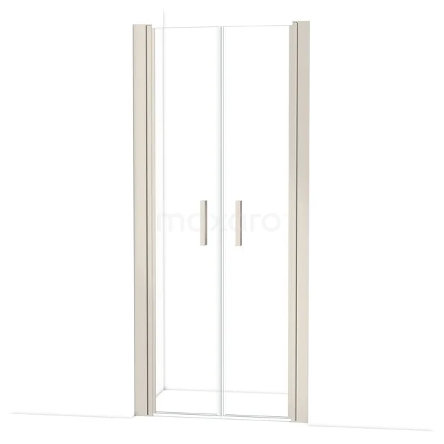Glass shower door with double panels, aluminium profiles, minimalist design, perfect for a modern bathroom.