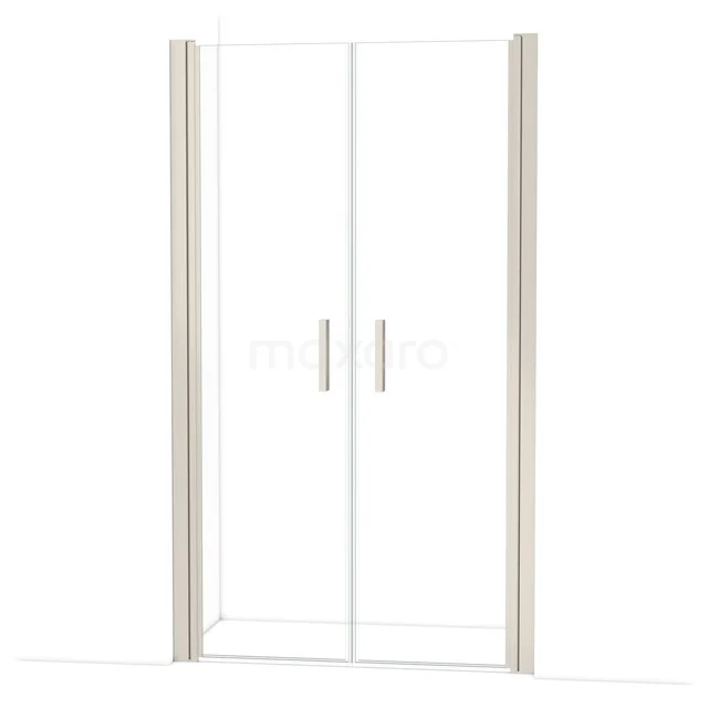 Glass shower door with double doors, silver aluminium profiles, ideal for a modern bathroom style.