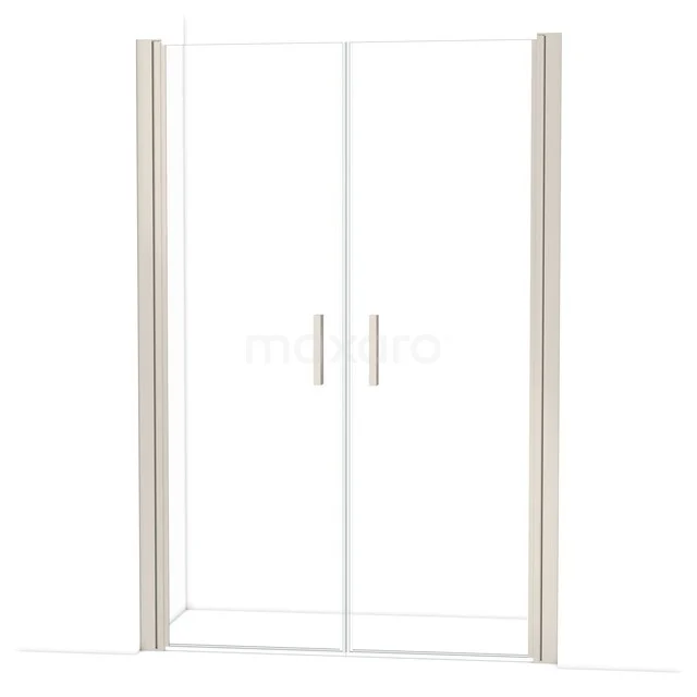 Glasene Duschtür mit doppelten Paneelen, Aluminiumrahmen und modernen Haltegriffen. Perfekt für ein stilvolles Badezimmer-Upgrade.