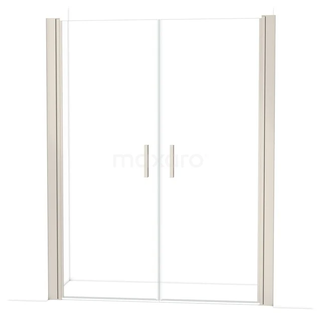 Shower door with clear glass, double sliding panels and aluminium profiles, ideal for a modern bathroom.