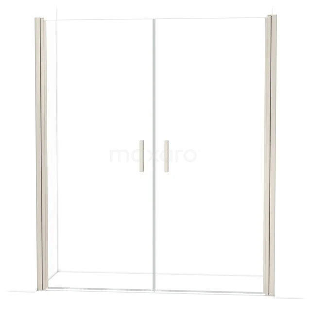 Double glass shower door with silver aluminium profiles, ideal for modern bathrooms.