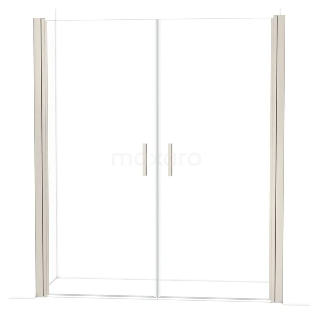 Glass shower door with chrome handles, clear glass and aluminium profiles, perfect for modern bathrooms.