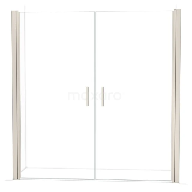 Shower door with clear glass and silver aluminium profiles, sleek design ideal for modern bathrooms.