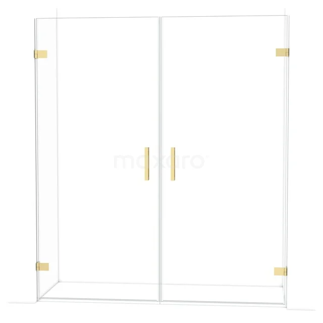 Diamond Douchedeur | 175 cm Lichtgoud Helder glas Draaideur DDE2090920LG Douchedeur van helder glas met gouden scharnieren en handgrepen, stijlvol ontwerp voor een luxe badkamer.