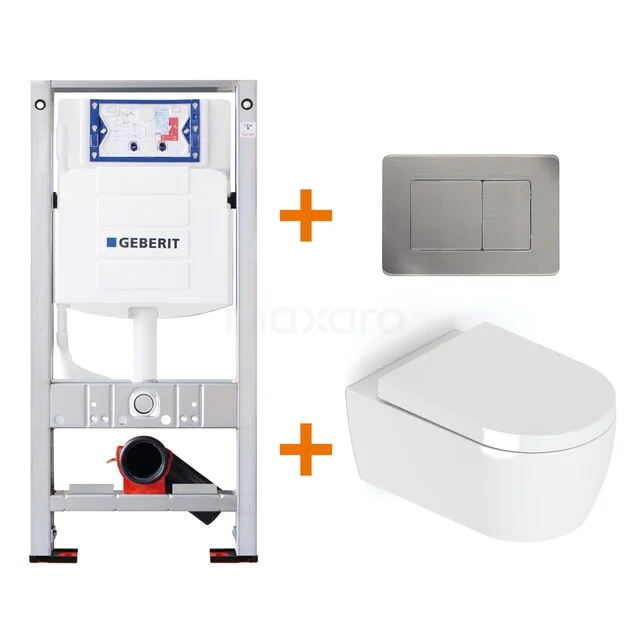 Toiletset Hoogglans wit met Spoelrand + Geberit UP320 inbouwreservoir met geluidsisolatie TOI051