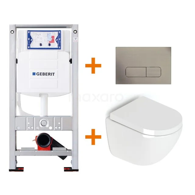 Geberit Unterputzspülkasten-Set mit weißem Wand-WC und grauer Betätigungsplatte, ideal für eine moderne Badezimmerinstallation.