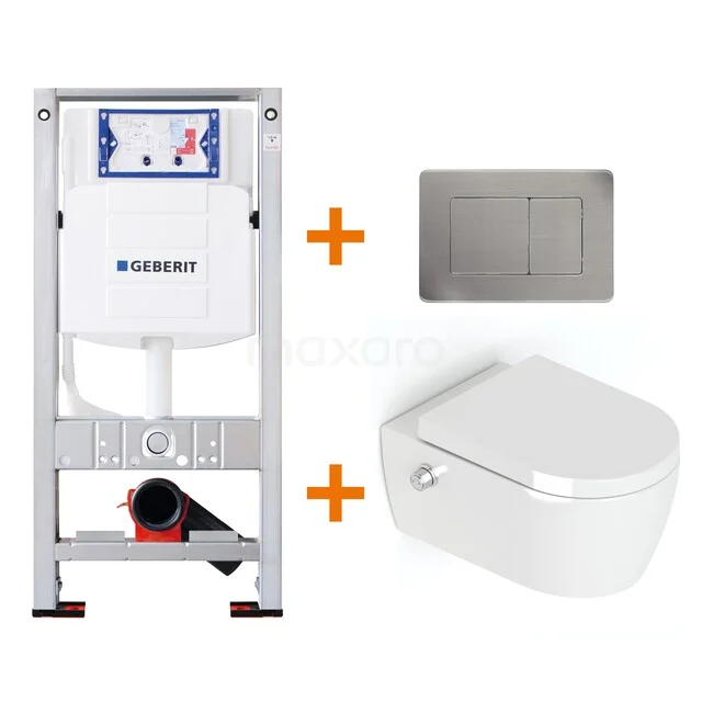 Toiletset Hoogglans wit zonder Spoelrand + Geberit UP320 inbouwreservoir met geluidsisolatie TOI301