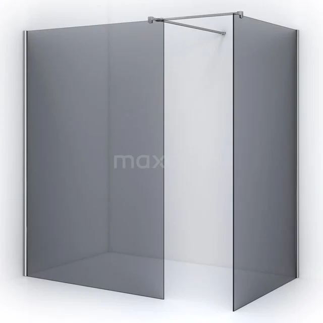 Matte black walk-in shower with frosted glass panels and aluminium profile, ideal for a modern bathroom style.