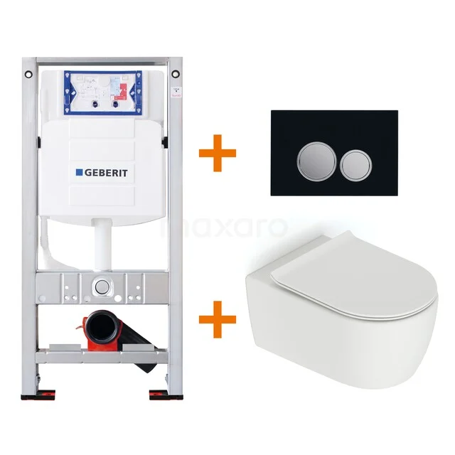 Geberit Unterputzspülkasten mit Schwarz Bedienfeld und weißem Wand-WC, ideal für eine moderne Badezimmer Einrichtung.