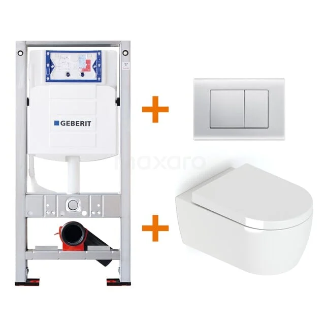 Toiletset Hoogglans wit met Spoelrand + Geberit UP320 inbouwreservoir met geluidsisolatie TOI043