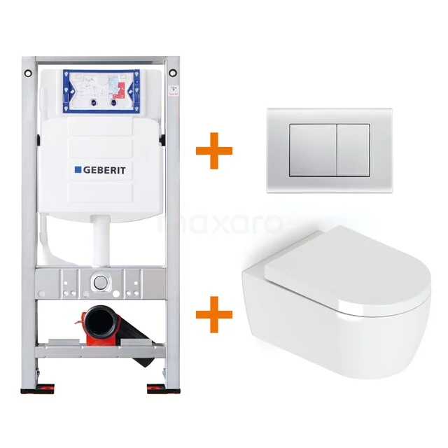 Weißes Wand-WC mit Unterputzspülkasten und Bedienfeld, modernes Sanitärdesign, ideal für ein stilvolles Badezimmer.