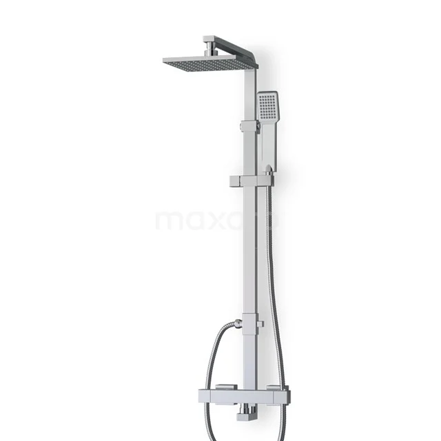 Regendusche Set quadratisch Edelstahl, klappbares Regal, modernes Design, perfekt für luxuriöse Badezimmer Einrichtung.