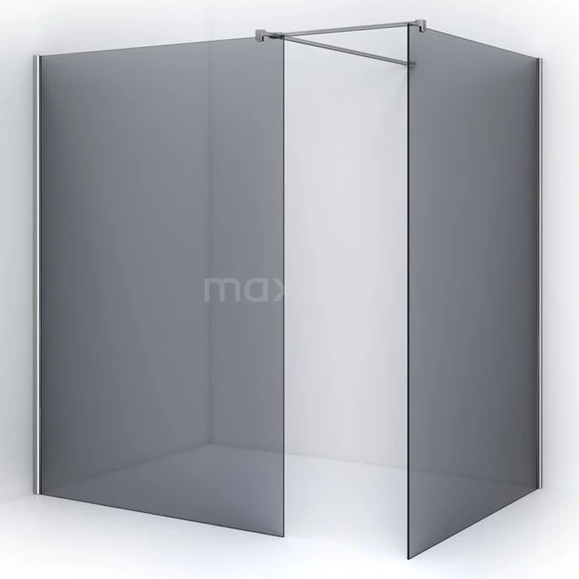 Matte black shower screen made of glass with corner unit and sturdy black metal frame, ideal for a modern bathroom style.