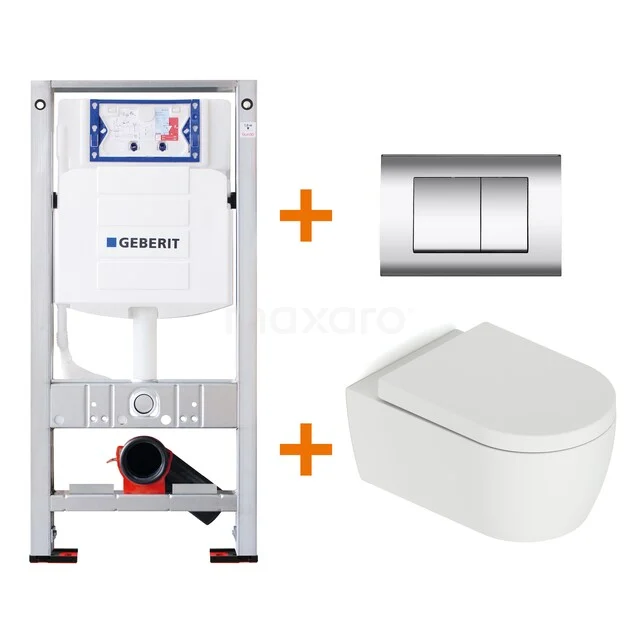 Geberit Unterputzspülkasten-Set mit weißem Wand-WC und Chrom Bedienfeld, ideal für ein elegantes und modernes Badezimmer.