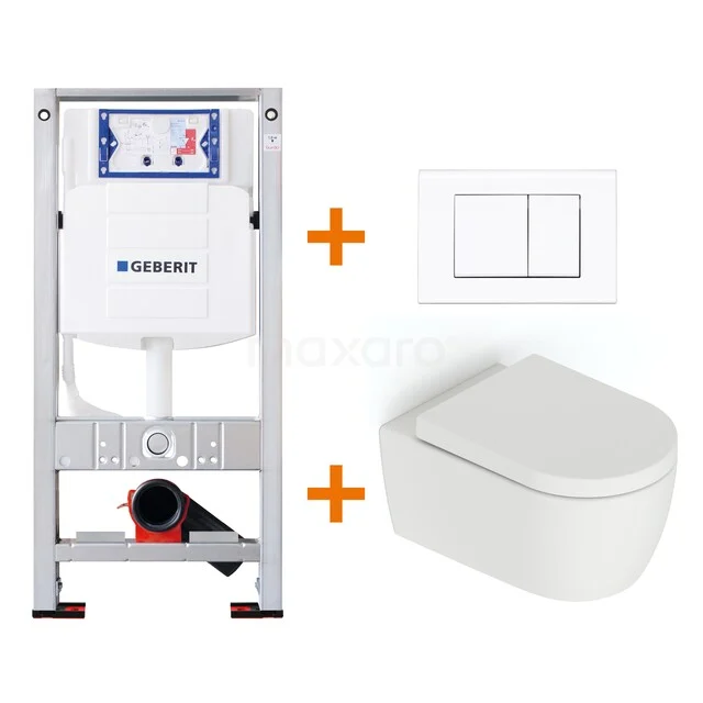 Inbouw WC-Set mit weißem Wand-WC, Softclose-Sitz und Bedienfeld; ideal für ein elegantes, modernes Badezimmer.
