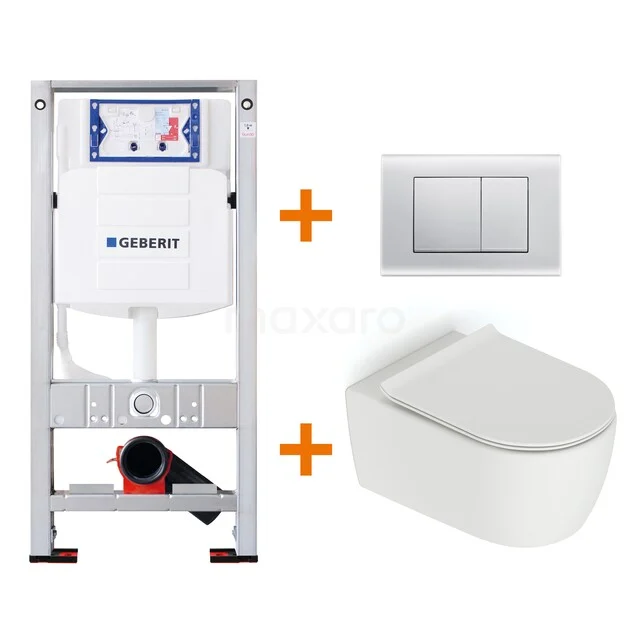 Geberit Unterputzspülkasten mit weißem Wand-WC und Edelstahl Bedienfeld, ideal für ein modernes Badezimmer.