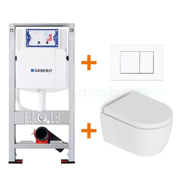 Geberit Unterputz-WC-Set mit weißem Wand-WC und Softclose-Sitz, ideal für eine schlichte und moderne Badezimmergestaltung.