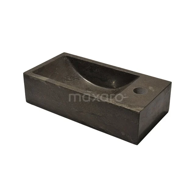Dunkelgraue Natursteine Handwaschbecken mit rechteckigem Design, ideal für ein modernes Badezimmer.