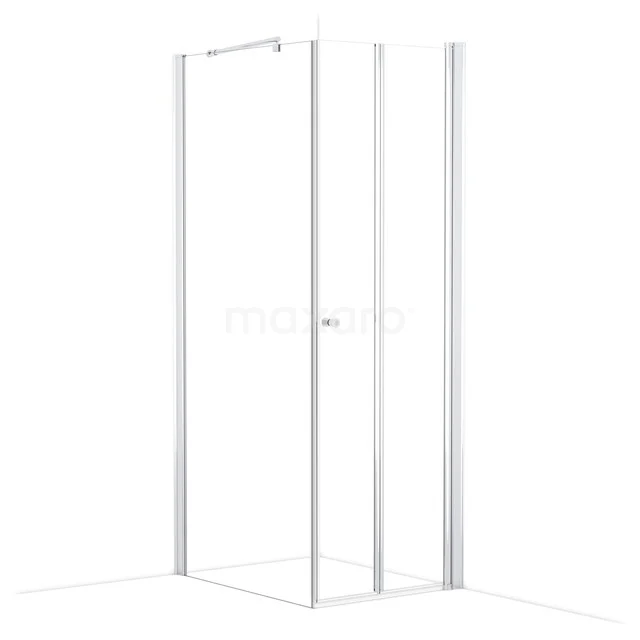 Duschkabine Zircon Comfort Clear 90x80cm Quadratisch mit Falttür L3692_08091R Weiße Glas-Duschkabine mit Scharnier-Tür und Aluminium-Profil, ideal für eine moderne Badezimmer-Einrichtung.