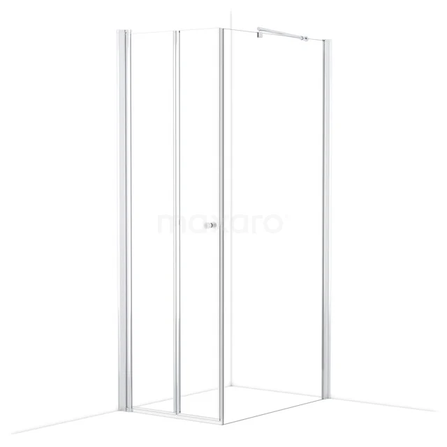 Glasene Duschwand mit Aluminiumprofilen, transparentem Design und Drehtür, ideal für ein modernes Badezimmer.